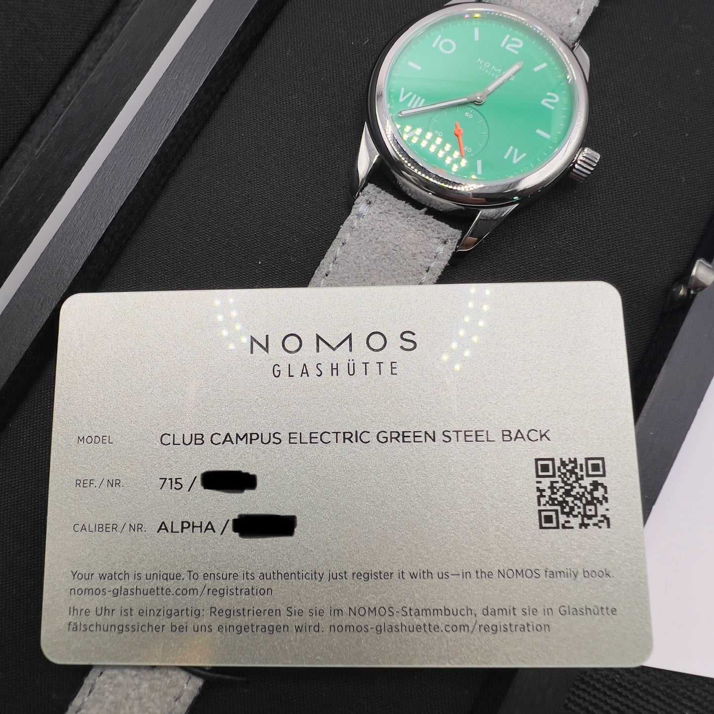 Nomos Club Campus Electric Green Steel Back 715